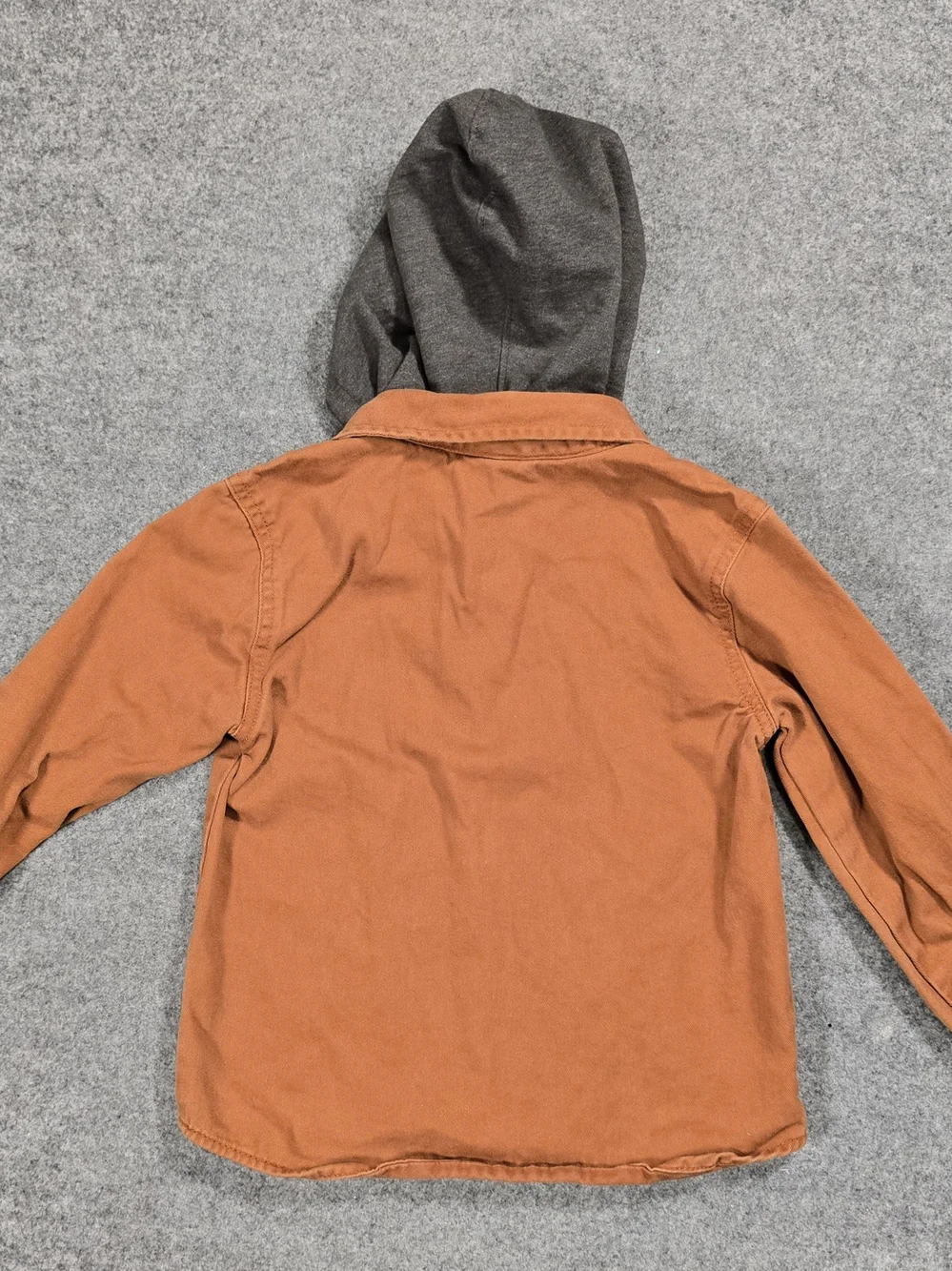 Old Navy Orange Button-Down Shirt with Gray Hood - Kids